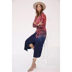 Anthropologie Red to Navy Ombre Maxi Dress